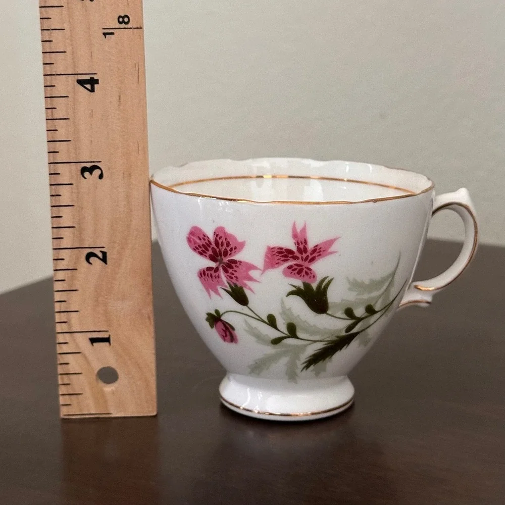 Vintage Colclough Bone China TeaCup Saucer Pink Floral Gold Trim Made in England